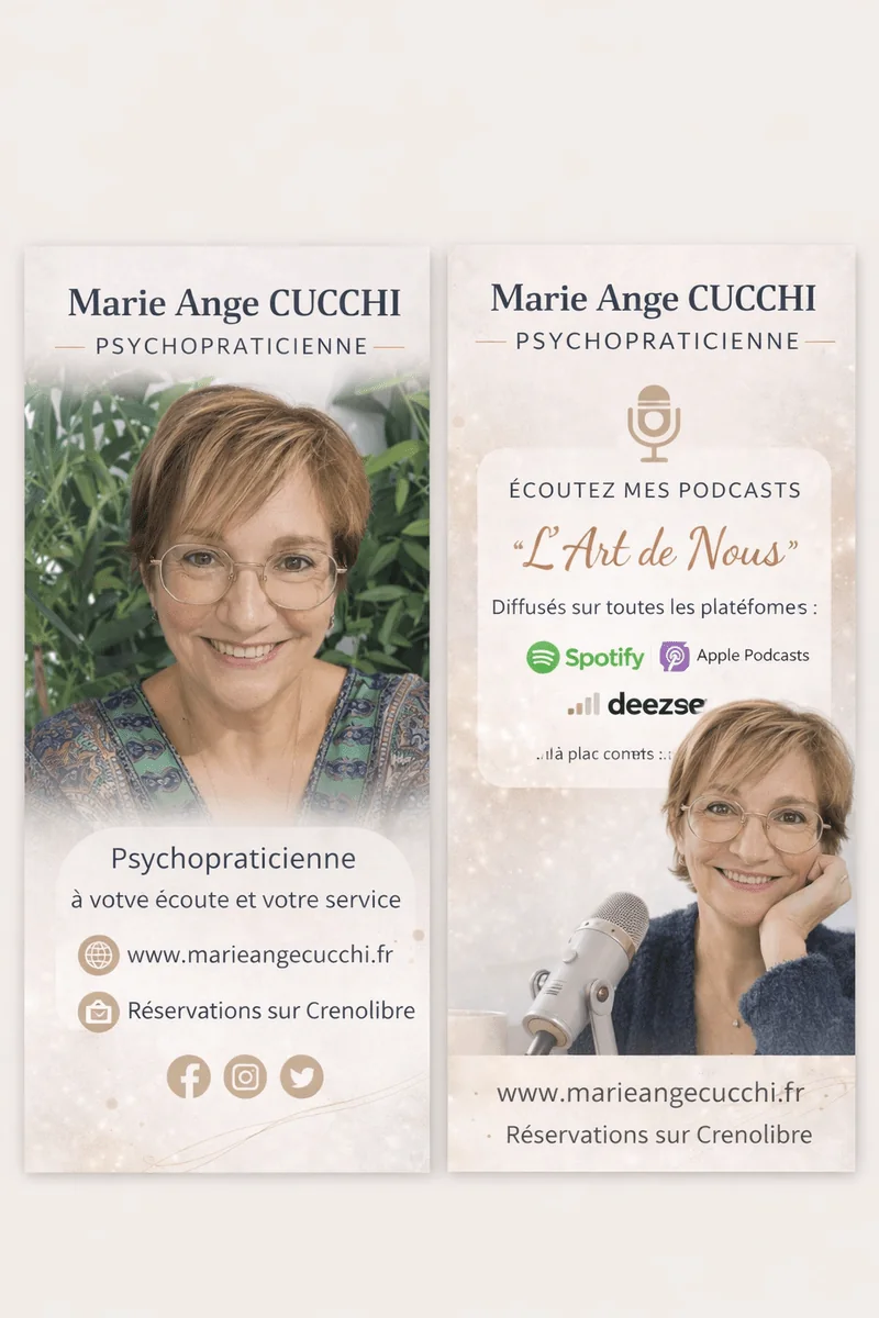 Les supports de présentation de Marie-Ange Cucchi : consultations et podcast L'Art de Nous